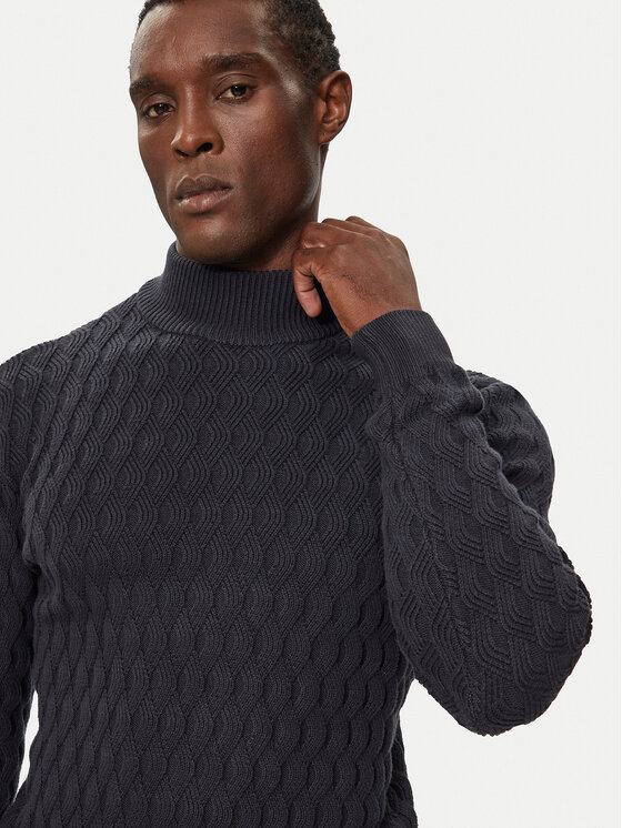 INDICODE INDICODE Sweter Aldom 35-822 Granatowy Regular Fit