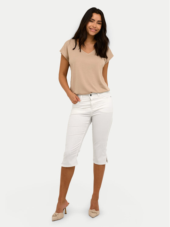 Kaffe Kaffe Spodnie capri Zelina 10506525 Biały Slim Fit