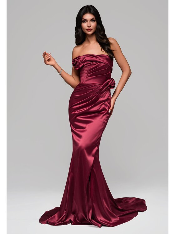 Ombre Ombre Sukienka wieczorowa LA-OM-DLR144 Bordowy Regular Fit