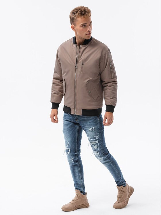 Ombre Ombre Bunda bomber C516 Béžová Regular Fit