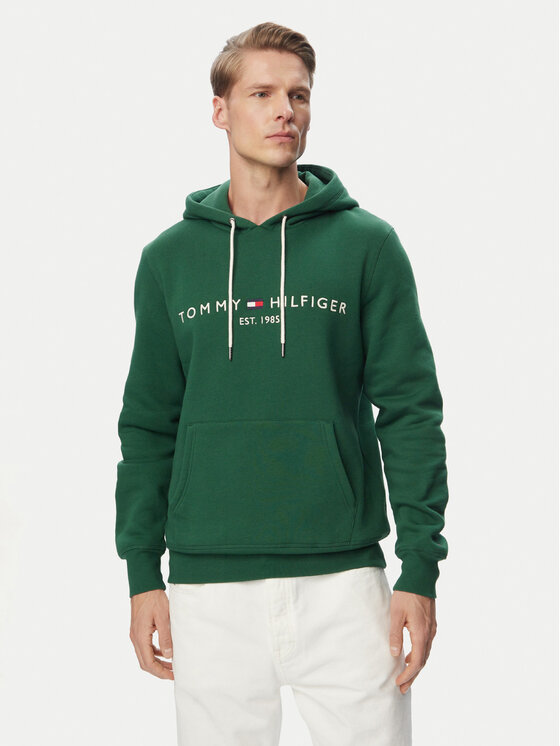 Tommy Hilfiger Tommy Hilfiger Džemperis ar kapuci Logo MW0MW11599 Tumši zaļa Regular Fit