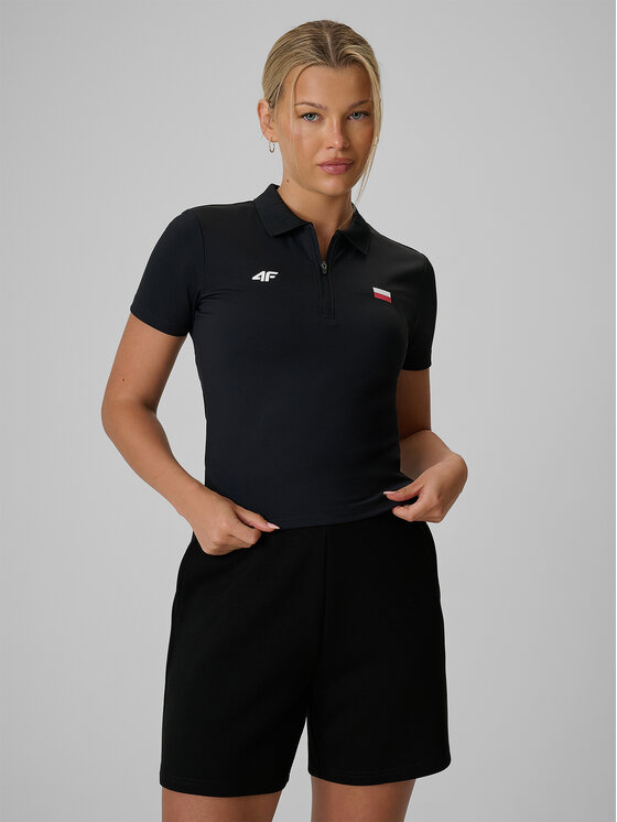 4F 4F Polo STREFA KIBICA Czarny Slim Fit