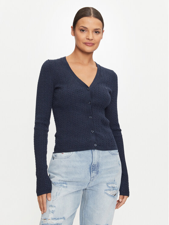 Tommy Jeans Tommy Jeans Pletena jopica Essential DW0DW18682 Modra Slim Fit