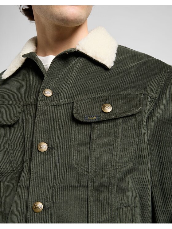 Lee Lee Kurtka jeansowa SHERPA JACKET Zielony Regular Fit