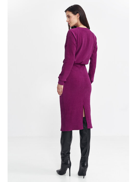 NIFE NIFE Sukienka dzianinowa S260 Fioletowy Regular Fit