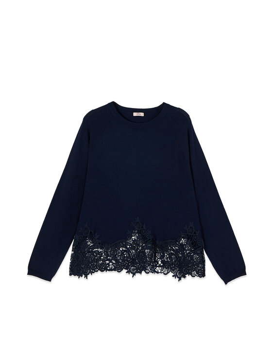 Oltre Oltre Sweter M031J005333N034 Niebieski Regular Fit