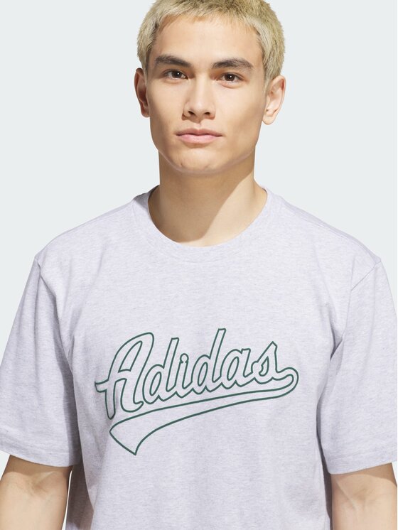 adidas adidas T-Shirt Varsity Tailsweep Graphic Szary jasny Regular Fit