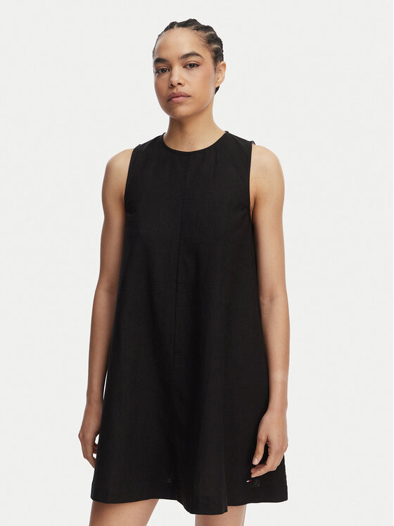 Tommy Jeans Rochie de vară DW0DW22343 Negru A-Line Fit