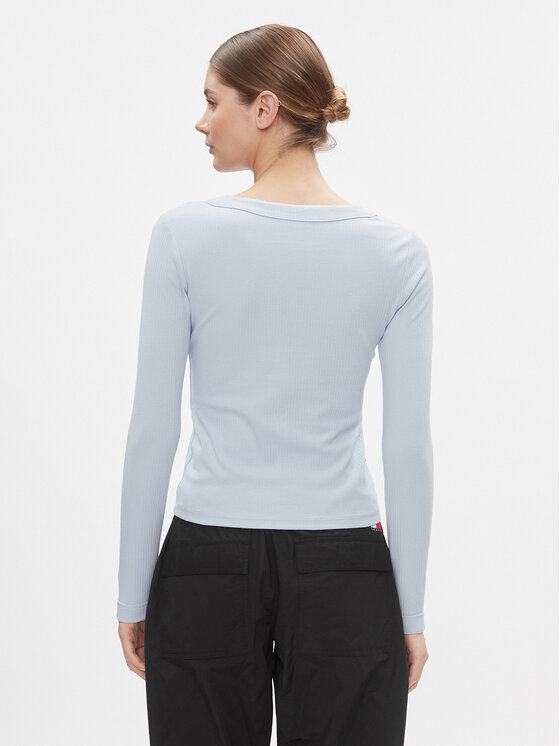 Tommy Jeans Tommy Jeans Halenka Tjw Slim Badge Rib Tee Ls DW0DW17397 Světle modrá Slim Fit