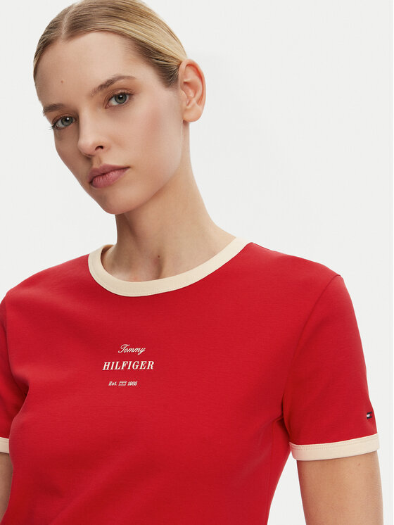 Tommy Hilfiger Tommy Hilfiger Marškinėliai Monotype WW0WW44586 Raudona Regular Fit