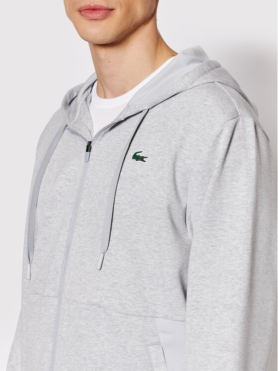 Lacoste grey hot sale zip hoodie