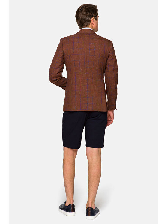 Lancerto Lancerto Marynarka Medina Brązowy Slim Fit