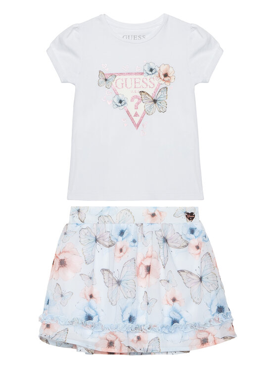 Guess Komplet t-shirt i spódniczka K6RG07 K6YW0 Biały Regular Fit