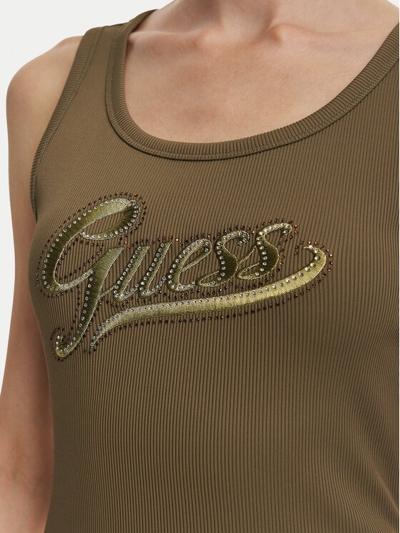 Guess Guess Felső W6YP30 K4380 Sötétzöld Slim Fit