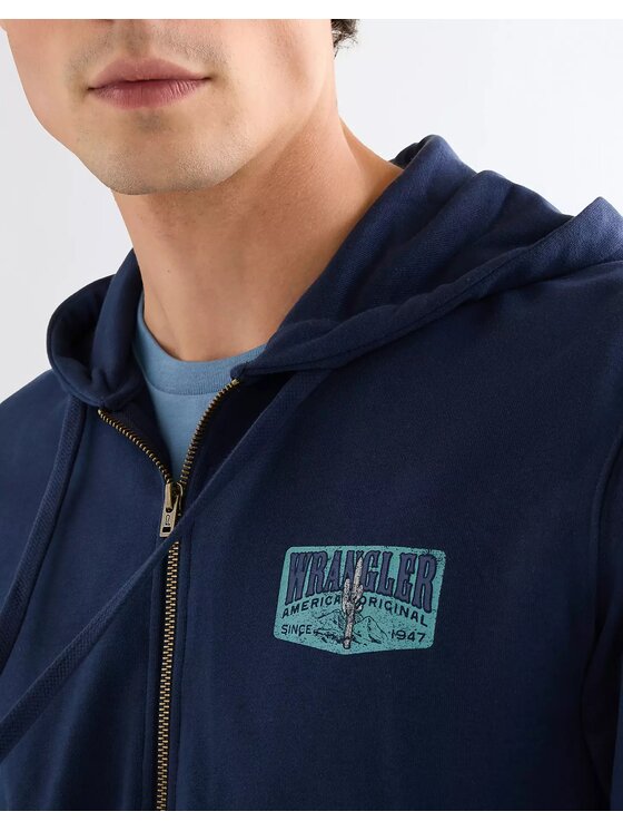 Wrangler Wrangler Bluza GRAPHIC ZIP HOODIE Niebieski Regular Fit