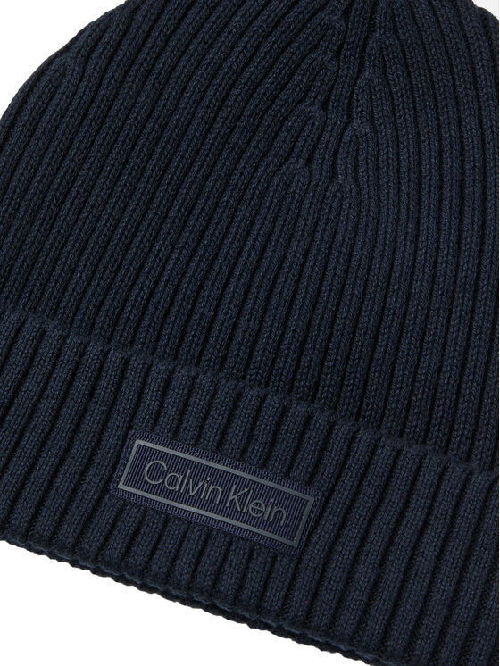 Calvin Klein Calvin Klein Sapka Patch Chunky Rib Cotton Beanie LV04D8053G Sötétkék
