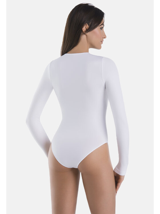 Teyli Teyli Body damskie z wiskozy Longy Biały Regular Fit