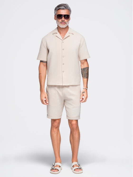 Ombre Ombre Szorty materiałowe OM-SRCS-0207 Biały Regular Fit