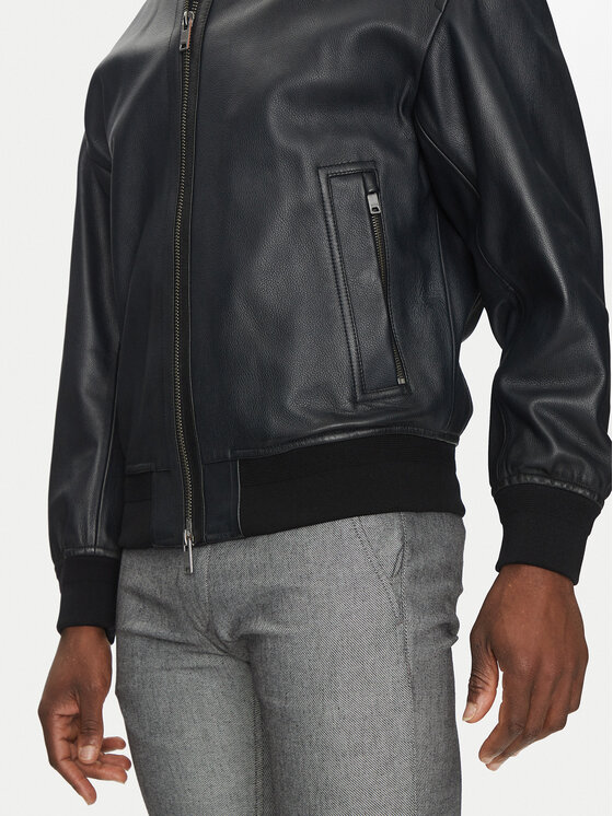 BOSS BOSS Шкіряна куртка Joloco 50530270 Чорний Relaxed Fit