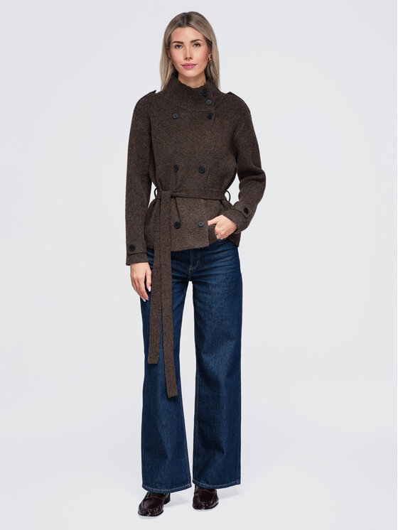 Ombre Ombre Kardigan OW-SW-E0018 Brązowy Regular Fit