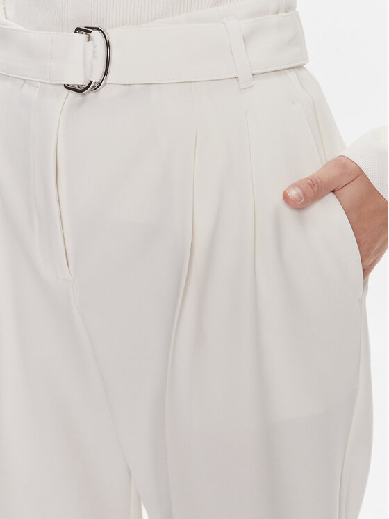 BOSS Boss Hlače Tapiah 50490037 Écru Relaxed Fit