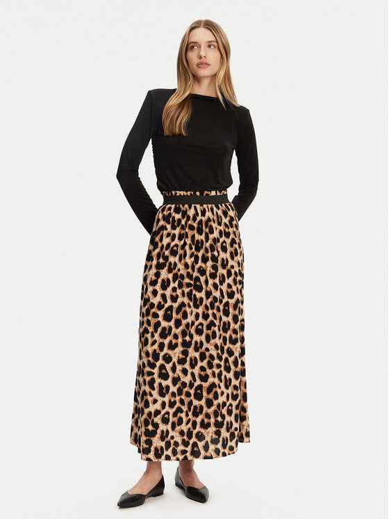 ONLY ONLY Plisovaná sukně Venedig 15251761 Hnědá Regular Fit