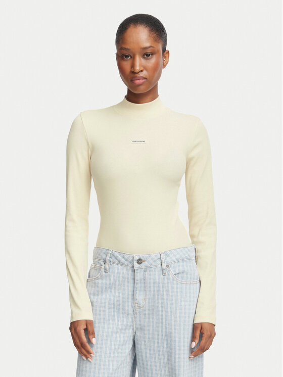 Guess Jeans Bluza W6BP06 K5471 Svetlo bež Slim Fit