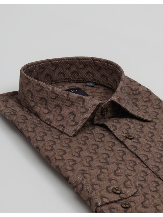 Borgio Borgio Koszula calimera 00692 Brązowy Slim Fit