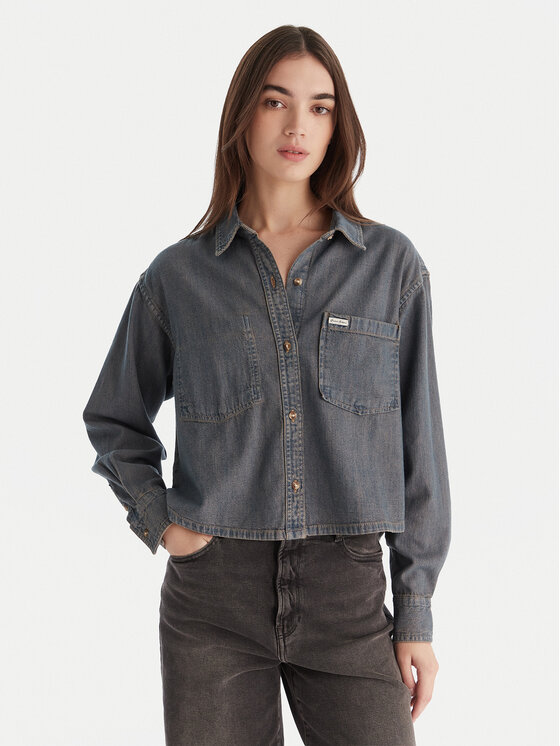 Guess Jeans Guess Jeans cămașă de blugi W5BH0D D5M8E Albastru Relaxed Fit