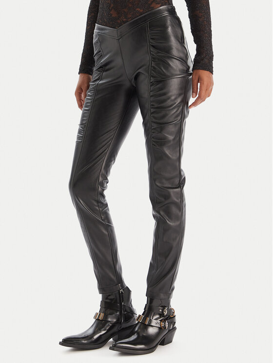 PINKO PINKO Tehisnahast püksid Panelle 105375 A2P5 Must Slim Fit