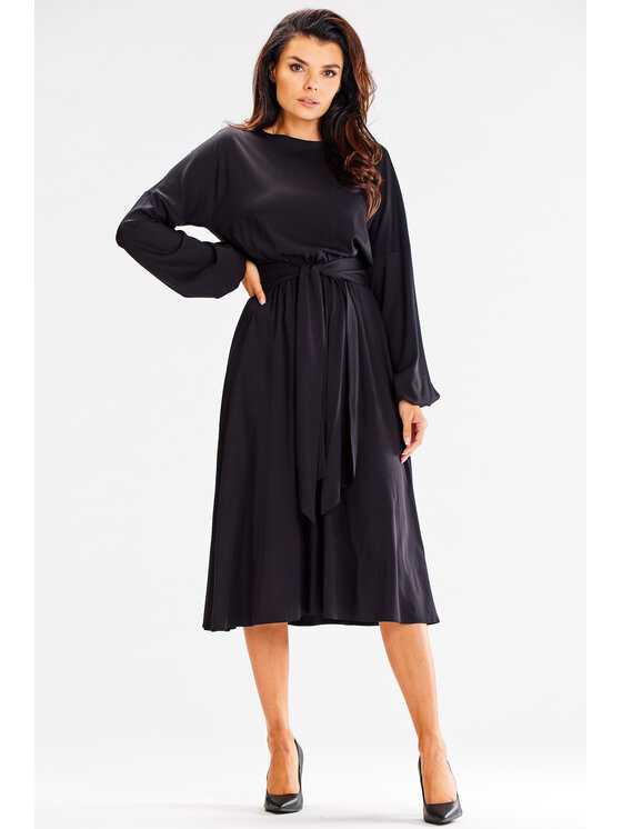 Awama Awama Letné šaty A602 Čierna Basic Fit