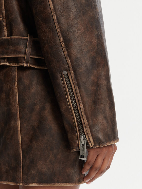 Guess Guess Яке от имитация на кожа W5YL04 WHDI0 Кафяв Regular Fit