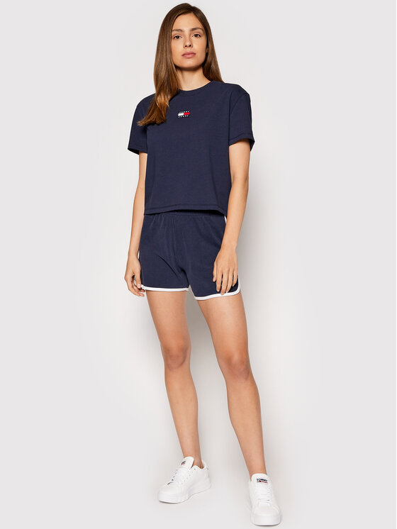 Tommy Jeans Marškinėliai Tjw Tommy Center Badge DW0DW10404 Tamsiai mėlyna  Regular Fit • Modivo.lt