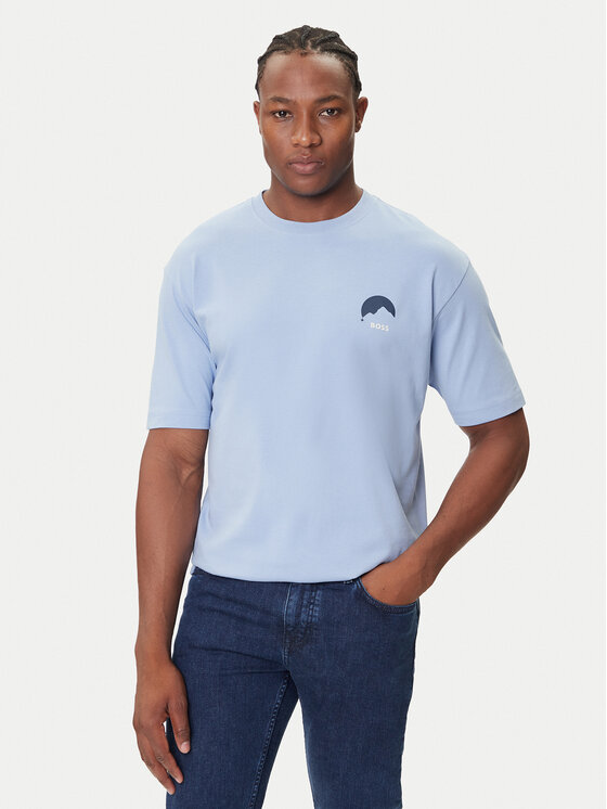 BOSS BOSS Majica Te_Move 50547087 Svetlo modra Relaxed Fit