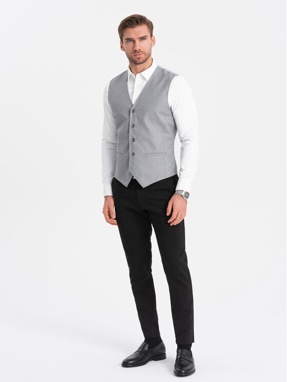 Ombre Ombre Kamizelka OM-BLZV-0112 Szary Fitting Fit
