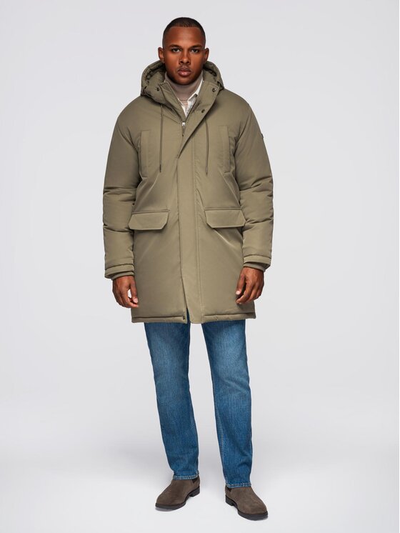 Ombre Ombre Parka OM-JAPJ-0313 Zielony Regular Fit