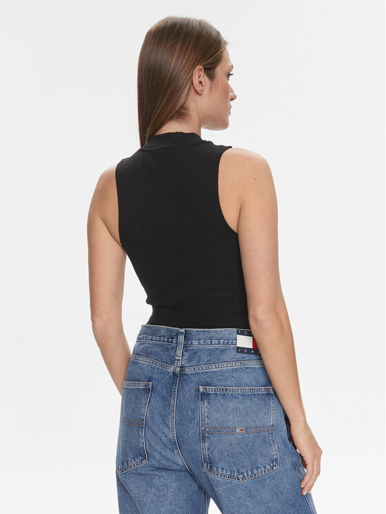 Tommy Jeans Tommy Jeans Top DW0DW17533 Negru Regular Fit