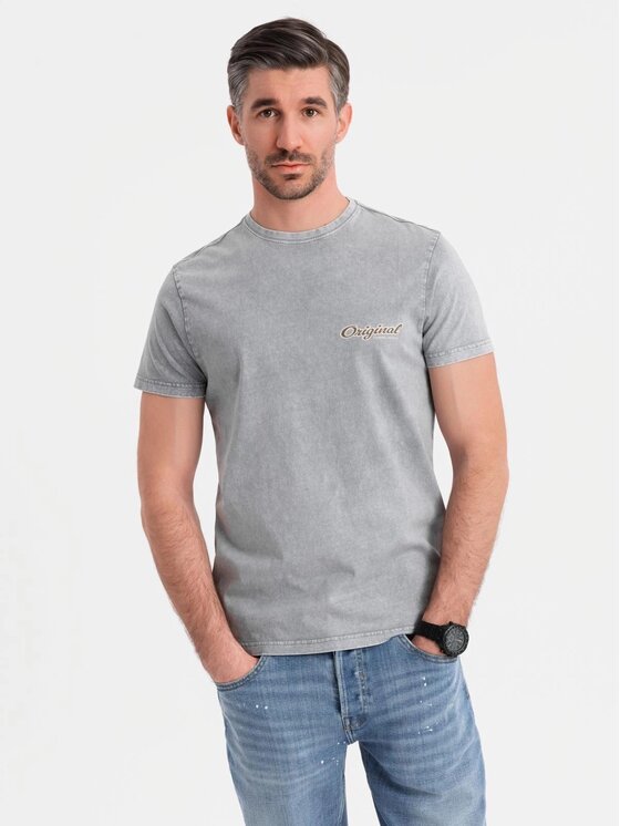 Ombre Ombre T-Shirt OM-TSWT-0201 Šedá Regular Fit
