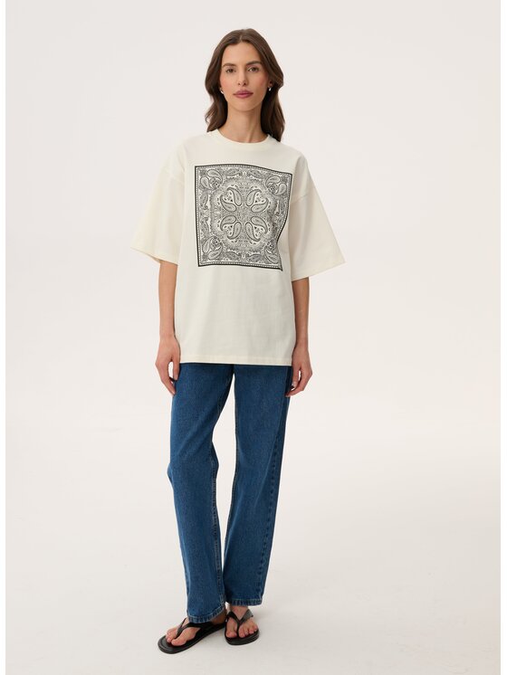 LEBRAND LEBRAND T-Shirt Liu Beżowy jasny Oversize