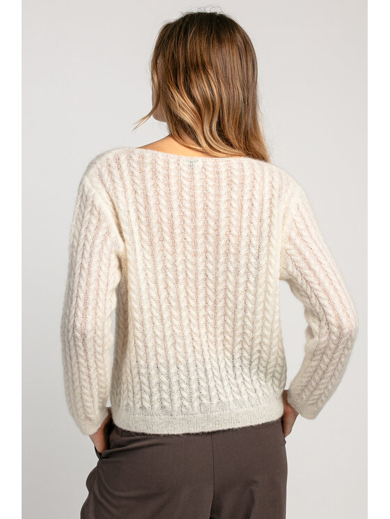 Fobya Fobya Sweter F1981 Écru Basic Fit