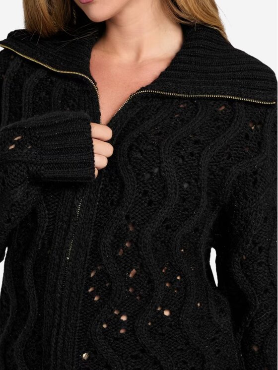 Guess Guess Kardigan Cardigan Adenora zipped Czarny Regular Fit