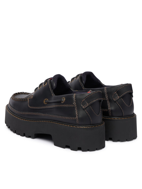 Tommy Jeans Tommy Jeans Polobotky Archive '01 Boat Shoe Leather EN0EN03003 Černá