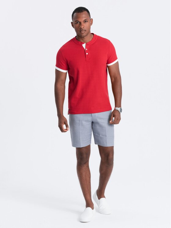 Ombre Ombre T-Shirt OM-TSCT-0156 Czerwony Regular Fit