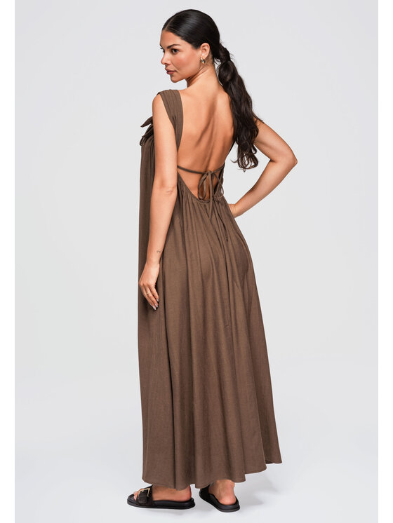 Ombre Ombre Sukienka letnia OW-DLR-E0014 Brązowy Loose Fit