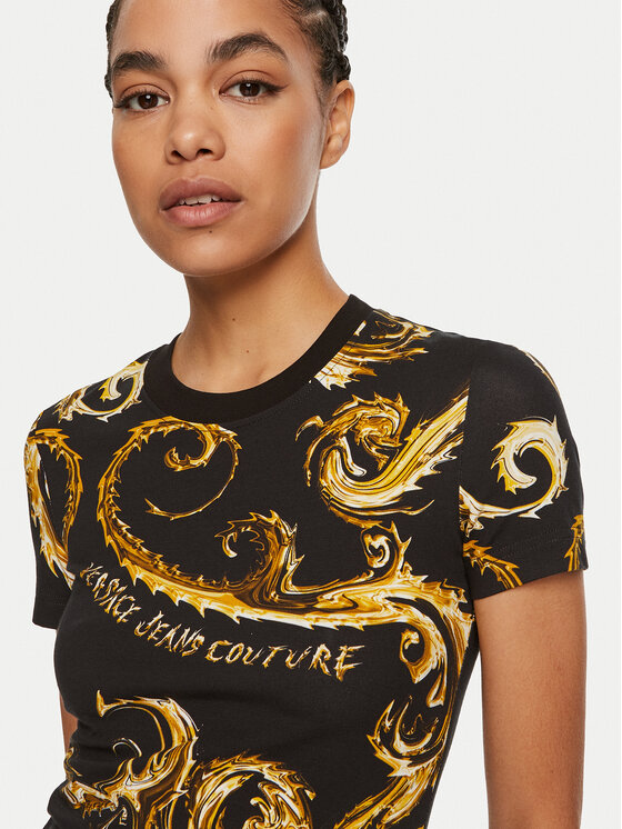 Versace Jeans Couture T-Shirt 77HAH608 JS409 Czarny Slim Fit