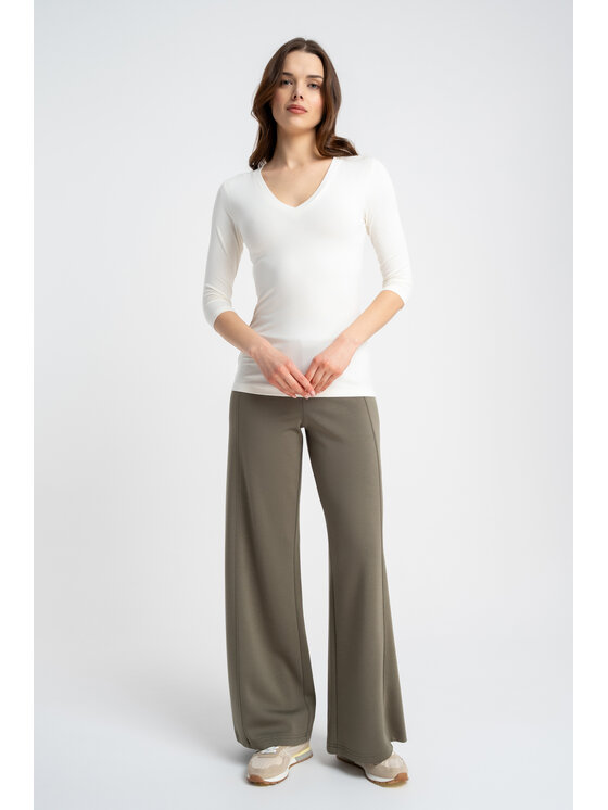 CLICK CLICK Bluzka 10-6827 Écru Slim Fit