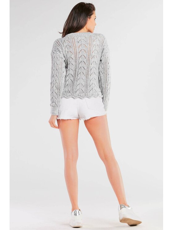 Awama Awama Sweter A446 Szary Basic Fit