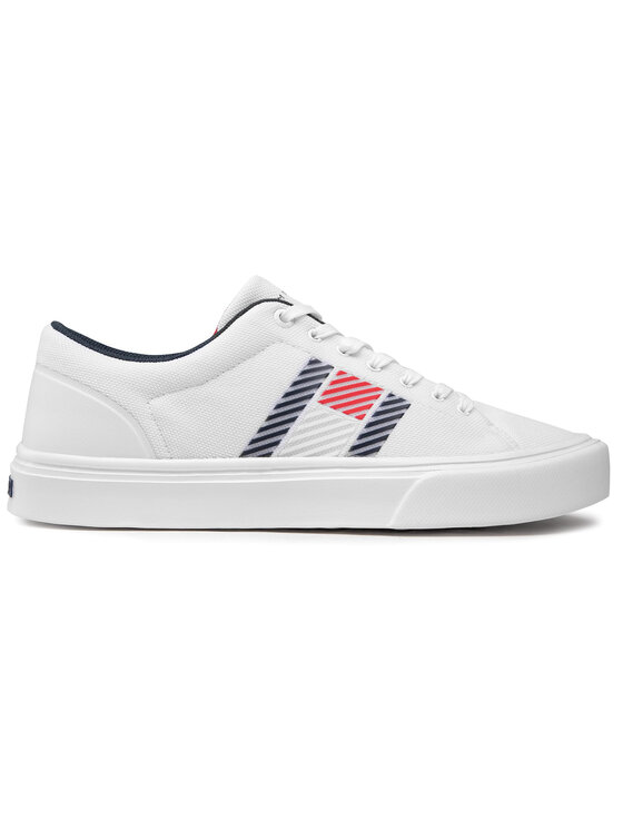 tommy hilfiger lightweight stripe knit trainers in white