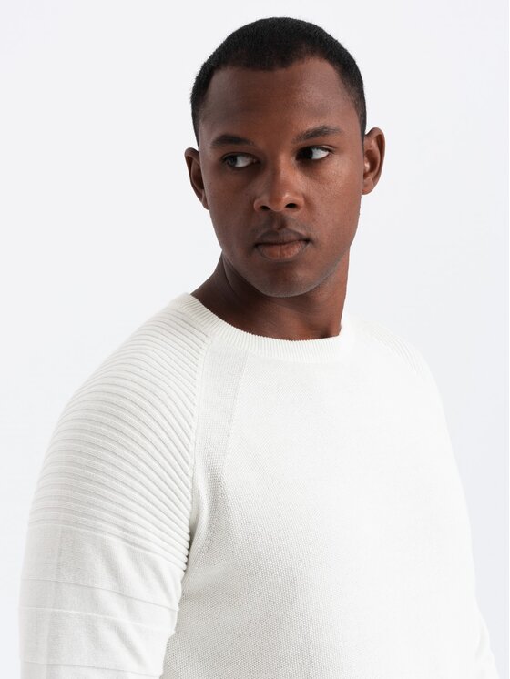 Ombre Ombre Svetr OM-SWSW-0144 Bílá Regular Fit