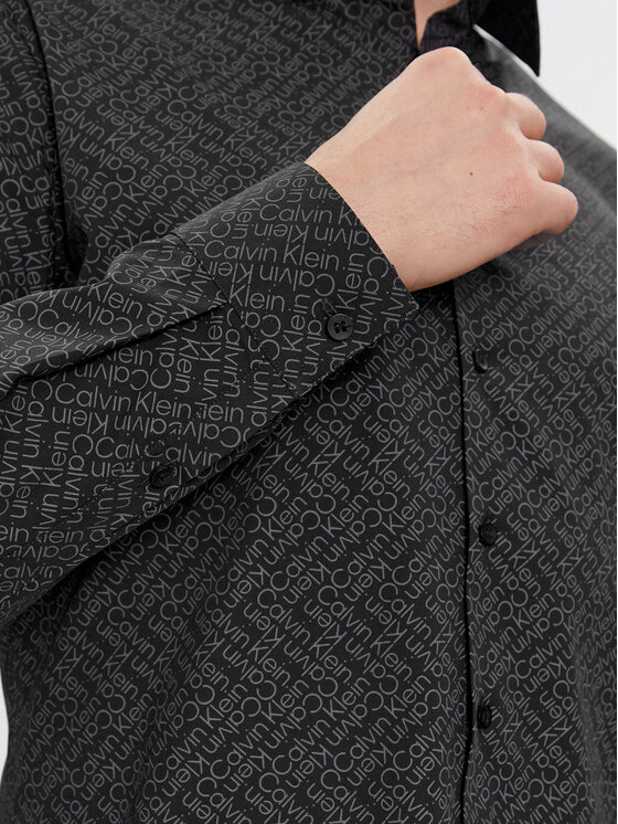 Calvin Klein Calvin Klein Cămașă Logo Print K10K112312 Negru Slim Fit